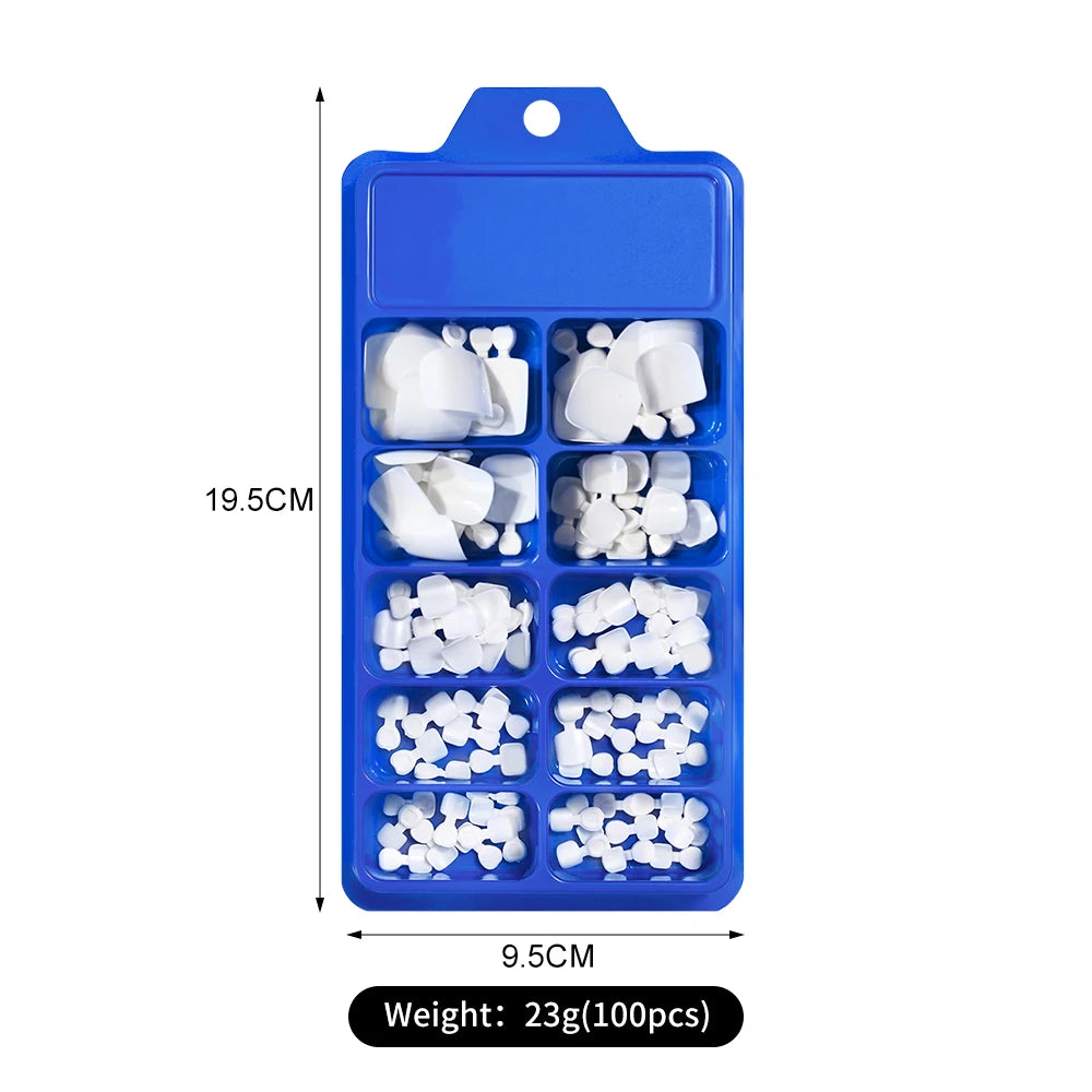 100PCS Short Square False Toenail Tips Full Cover White Artificial