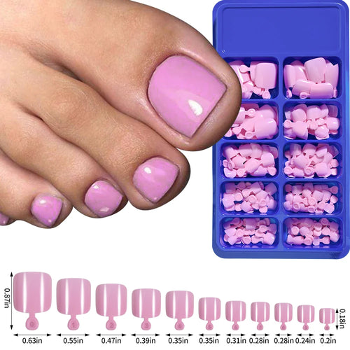 100PCS Short Square False Toenail Tips Full Cover White Artificial
