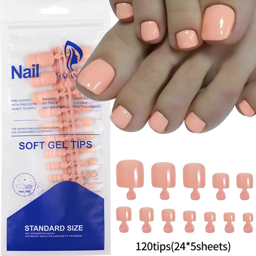 100PCS Short Square False Toenail Tips Full Cover White Artificial