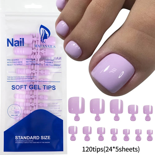 100PCS Short Square False Toenail Tips Full Cover White Artificial
