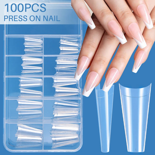 100PCS Short Square False Toenail Tips Full Cover White Artificial