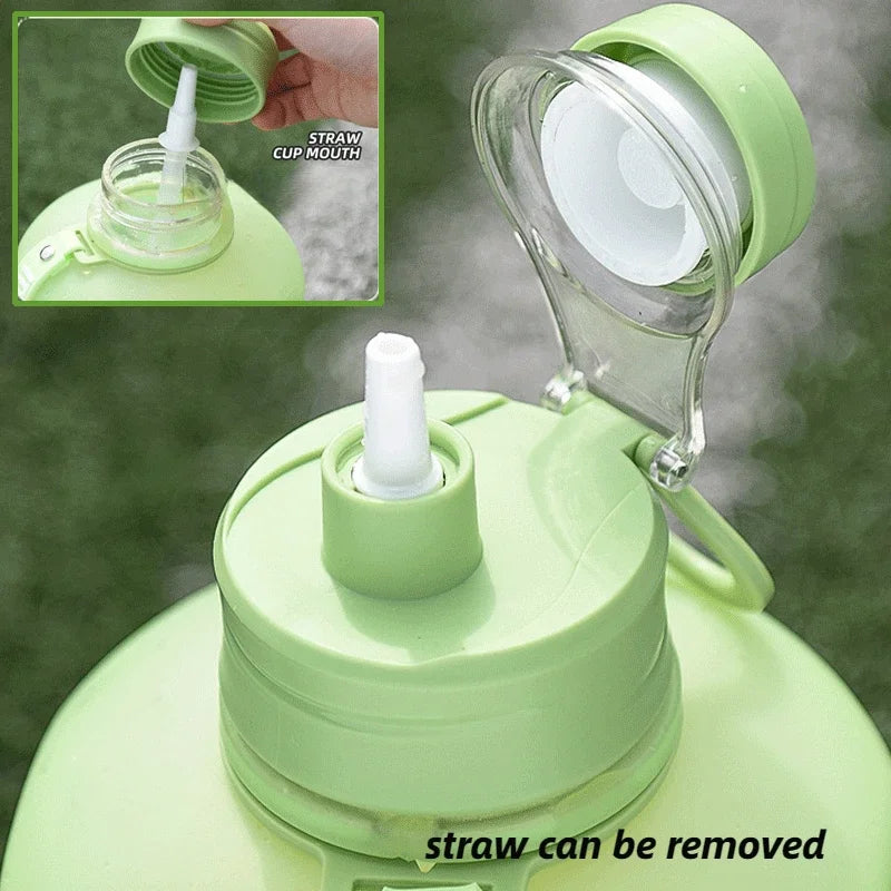 2 Liter Sports Water Bottle With Straw Large Capacity Fitness With