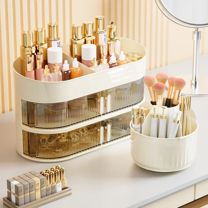 Rotating Cosmetic Storage Box Large Capacity Drawer Organizer Jewelry