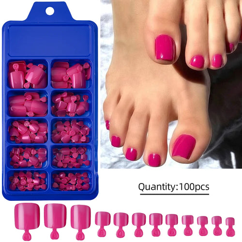 100PCS Short Square False Toenail Tips Full Cover White Artificial