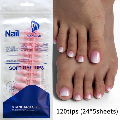 100PCS Short Square False Toenail Tips Full Cover White Artificial