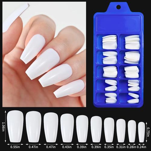 100PCS Short Square False Toenail Tips Full Cover White Artificial