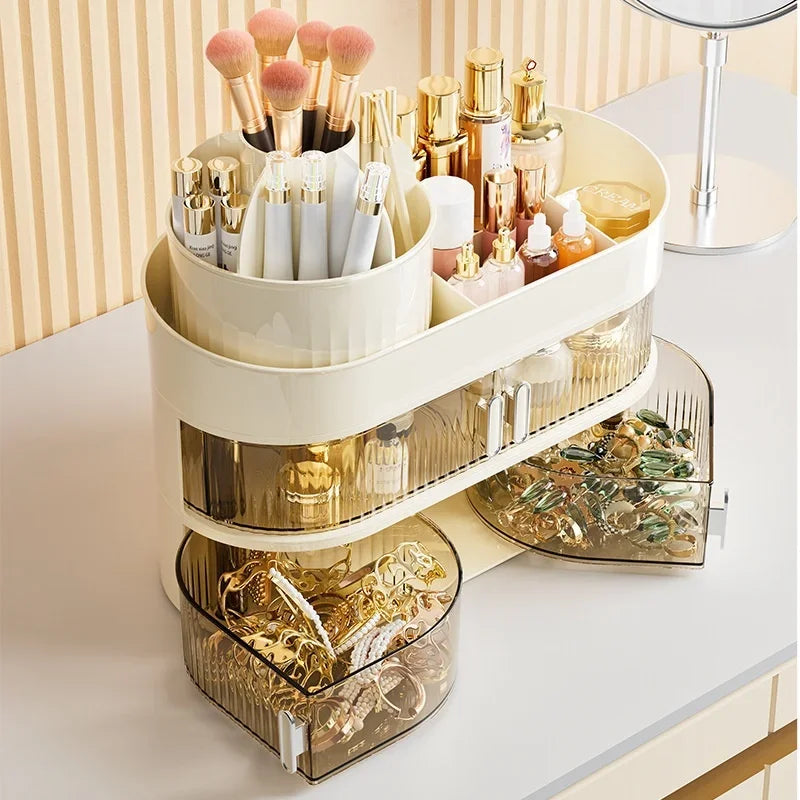 Rotating Cosmetic Storage Box Large Capacity Drawer Organizer Jewelry