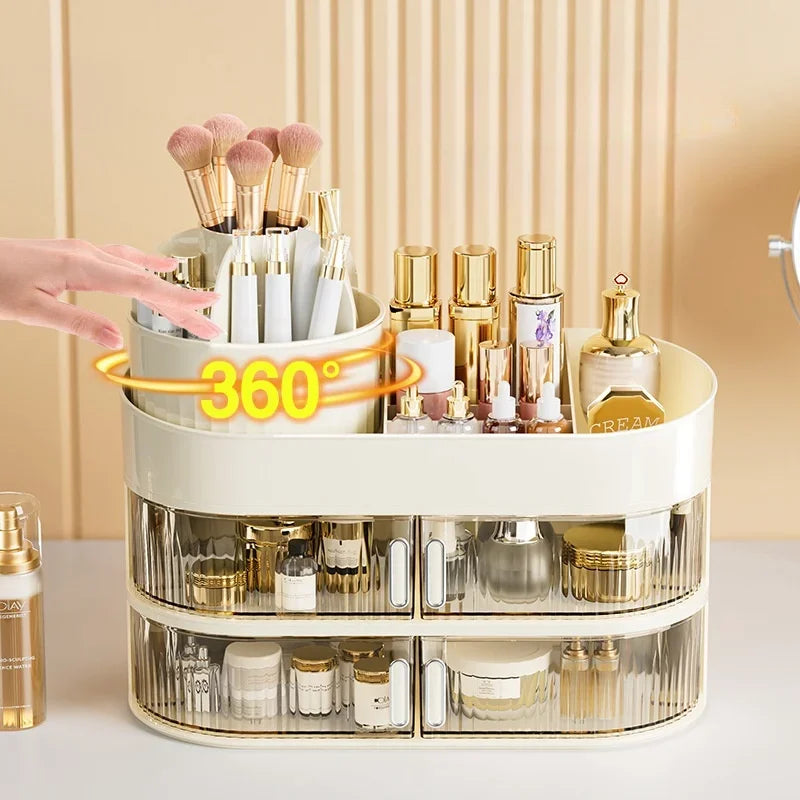 Rotating Cosmetic Storage Box Large Capacity Drawer Organizer Jewelry