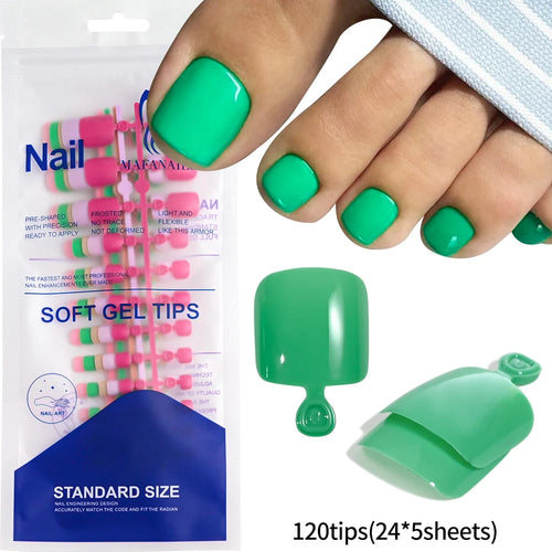 100PCS Short Square False Toenail Tips Full Cover White Artificial