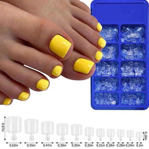 100PCS Short Square False Toenail Tips Full Cover White Artificial
