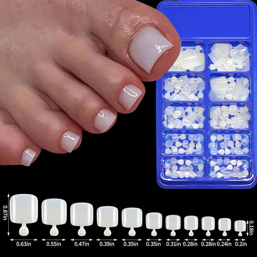 100PCS Short Square False Toenail Tips Full Cover White Artificial