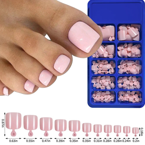 100PCS Short Square False Toenail Tips Full Cover White Artificial
