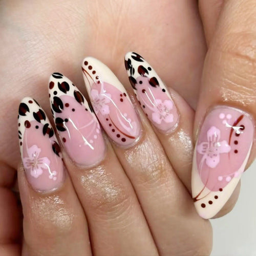 24Pcs Pink French Style Fake Nails 3D Bowknot Designs Short Square