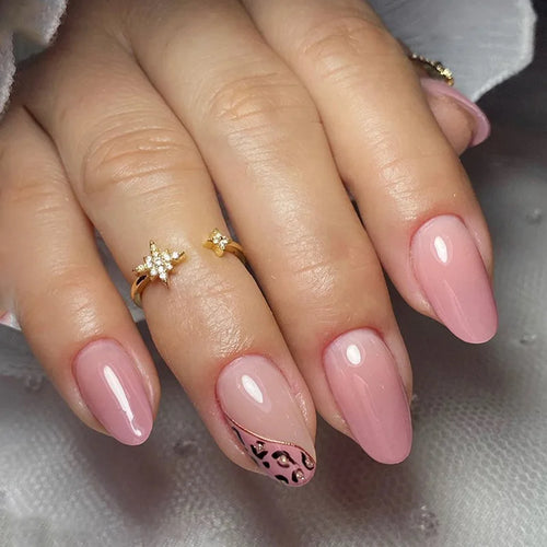 24Pcs Pink French Style Fake Nails 3D Bowknot Designs Short Square