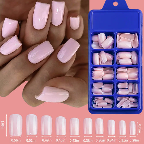 100PCS Short Square False Toenail Tips Full Cover White Artificial