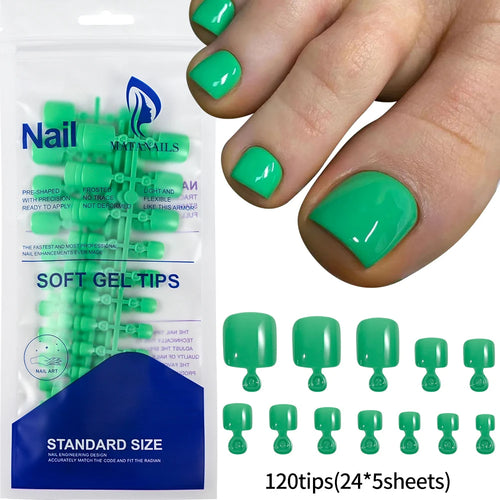 100PCS Short Square False Toenail Tips Full Cover White Artificial