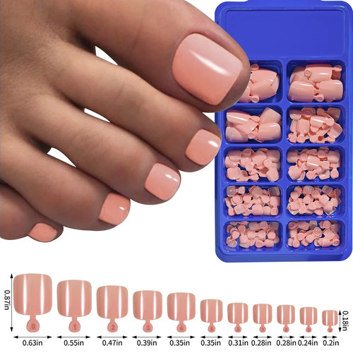100PCS Short Square False Toenail Tips Full Cover White Artificial